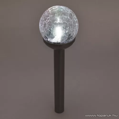 HOME MX 826 LED-es fém és műanyag kivitelű napelemes kerti szolár lámpa, üveggömb (12 cm átmérő)