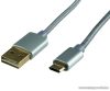 HOME USBP A/MICRO-1 Micro USB töltő kábel (masszív fém dugókkal), 1 m