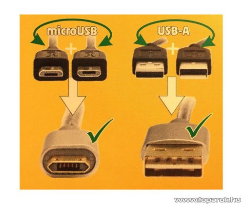 HOME USBP A/MICRO-1 Micro USB töltő kábel (masszív fém dugókkal), 1 m