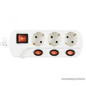   HOME NVK 03K-3/WH/1,5 Hálózati elosztó 3-as, kapcsolós, 3 m kábellel, fehér