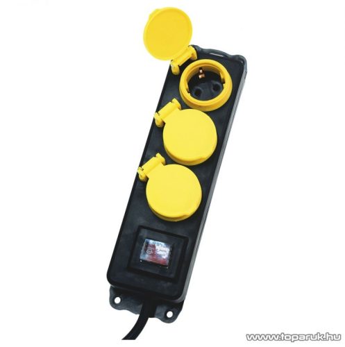 HOME NVO 03K-5/BK/1,5 Kültéri elosztó, 3 aljzat, 5 m H05RN-F 3G 1.5 mm2 gumi kábellel