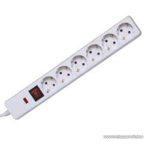   HOME NVT 06K/WH Túlfeszültség védett elosztó, 6 aljzat, fehér