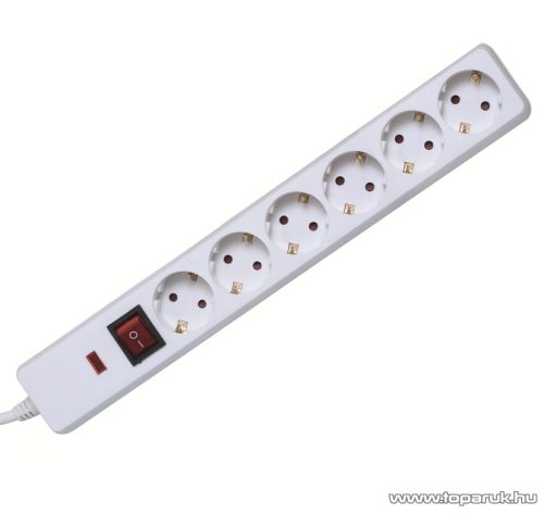 HOME NVT 06K/WH Túlfeszültség védett elosztó, 6 aljzat, fehér
