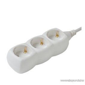   HOME NV 03-5/WH/1,5 Hálózati elosztó 3 db védőérintkezős aljzattal, 5 m, fehér