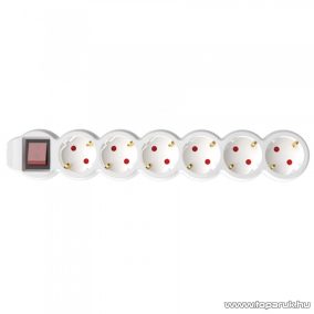   HOME NV 6K-3/WH/1,5 Világító kapcsolós 6-os hálózati elosztó, védőérintkezős aljzattal, 3 m, fehér