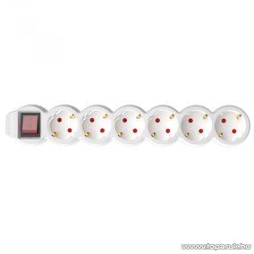   HOME NV 6K/WH 6-os hálózati elosztó kapcsolóval, védőérintkezős aljzattal, 1,5 m, fehér