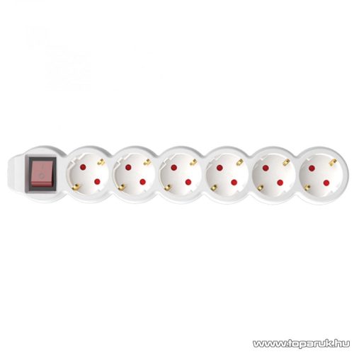 HOME NV 6K/WH 6-os hálózati elosztó kapcsolóval, védőérintkezős aljzattal, 1,5 m, fehér