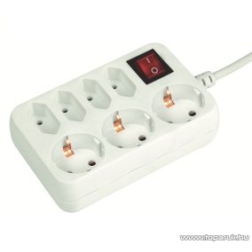   HOME NV 17/WH 7-es hálózati elosztó kapcsolóval, 1,5 m, fehér