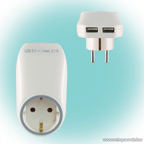 HOME NV 2100 USB Hálózati aljzat USB töltőaljzatokkal, fehér