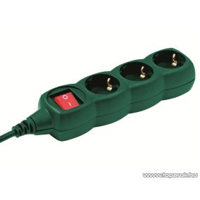   HOME NV 3K-5/GR/1,5 3-as hálózati elosztó kapcsolóval, védőérintkezős aljzattal, 5 m, zöld