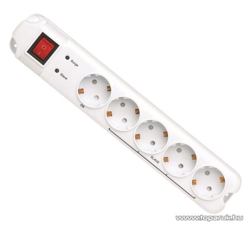 HOME NV MS 5 Túlfeszültségvédett master/slave elosztó USB vezérléssel, 5 aljzat