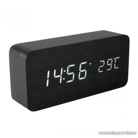   HOME OC 04 Digitális LED ébresztőóra, valódi fa burkolattal