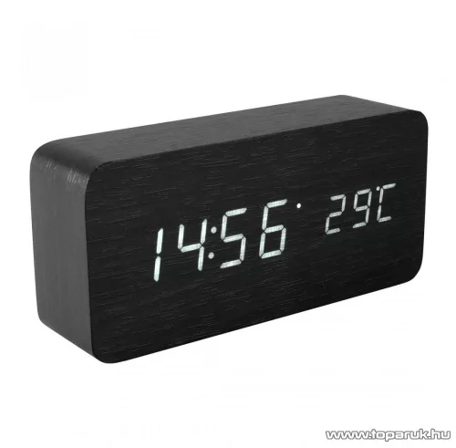 HOME OC 04 Digitális LED ébresztőóra, valódi fa burkolattal