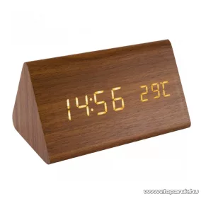   HOME OC 05 Digitális LED ébresztőóra, valódi fa burkolattal