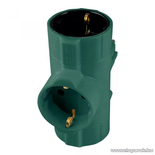 HOME TPF-26/GR Zöld színű 3 védőérintkezős aljzat, T elosztó