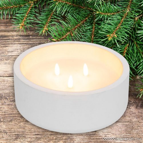 HOME CDL 20 LED-es kőmécses, 3 db melegfehér, pislákoló, lángnyelv alakú LED-del, időzítő funkcióval, 20 cm x 8 cm