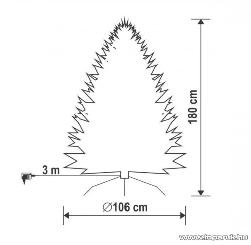 MULTIPINE Valósághű extradús műfenyő, 2D + 3D tűlevelű, beépített LED világítással, 180 cm (KMF 6/180)