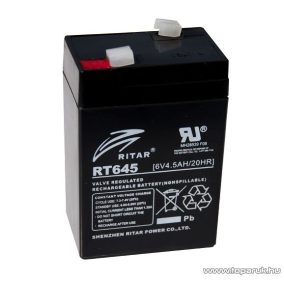   RITAR RT 645 Zselés, ólom akkumulátor, gondozásmentes szünetmentes akku, 6V, 4,5Ah