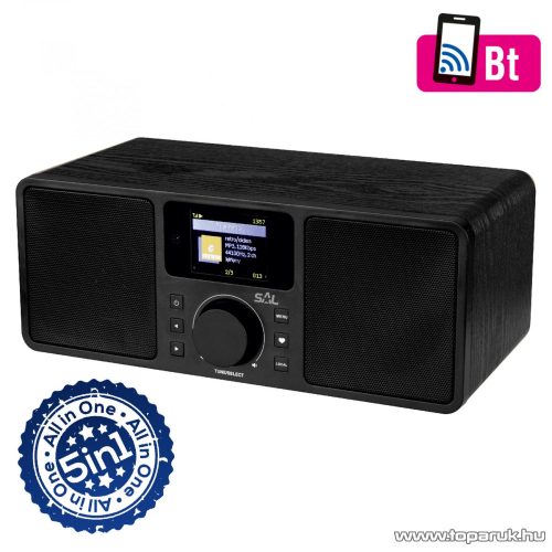 SAL INR 5000/BK Internetrádió, rádió, világító LCD kijelzővel, 5 in 1, fekete