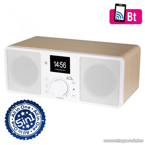 SAL INR 5000/WH Internetrádió, rádió, világító LCD kijelzővel, 5 in 1, fehér
