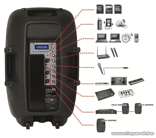 SAL PAX 40PRO/A Aktív zenekari hangdoboz, 400 mm - megszűnt termék: 2019. október