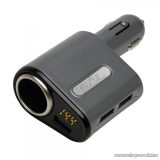   SAL SA 061 Autós USB gyorstöltő, beépített voltmérővel, 3 db USB aljzattal, fekete