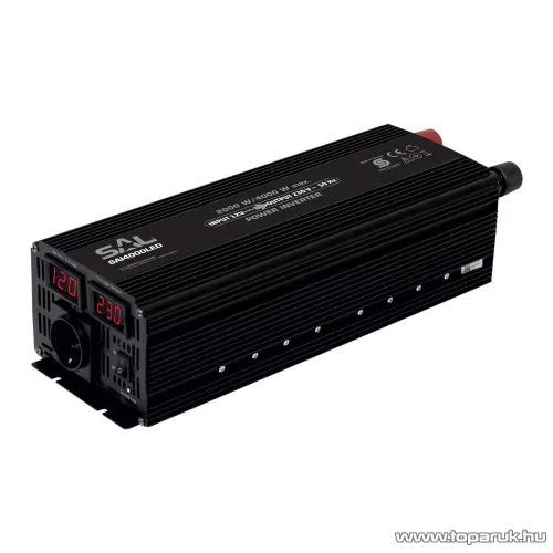 SAL SAI4000LED Módosított szinuszos, digitális kijelzős feszültségátalakító inverter, LED visszajelzővel (2000 W/ 4000 W)
