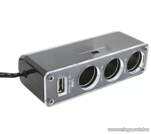 SAL SA 023 Autós feszültség elosztó, 3-as + USB csatlakozó
