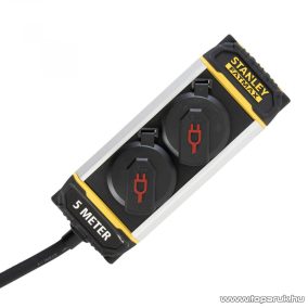   STANLEY SXECCK0EAJE Kültéri, 2-es elosztó, övcsipesszel, 5 m kábellel