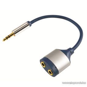   USE AC 16M Audió elosztó, 3,5mm fém sztereó dugó - 2 x 3,5mm fém sztereó aljzat, 15 cm