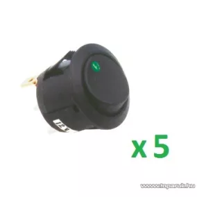   USE AK 12 Világítós billenőkapcsoló, 1 áramkör - 2 állás, 12 V, zöld, 5 db / csomag