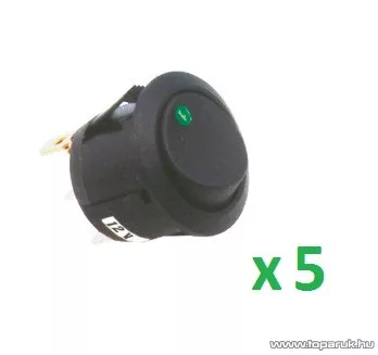 USE AK 12 Világítós billenőkapcsoló, 1 áramkör - 2 állás, 12 V, zöld, 5 db / csomag