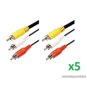   USE A 4-3 Audio RCA kábel 3 x RCA dugó - 3 x RCA dugó, 3 m, 5 pár / csomag