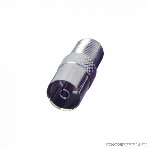 USE F / TV koax átalakító csatlakozó, F aljzat - TV koax aljzat, fém kivitel, 5 db / csomag (FF 19)