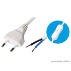   USE N 2K-2/WH Szerelhető hálózati csatlakozókábel egypólusú kapcsolóval, fehér, 2 m