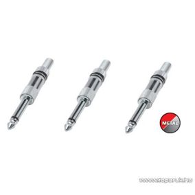   USE SK 2M fém JACK dugó törésgátlóval, mono, 6,3 mm, fekete, 3 db / csomag