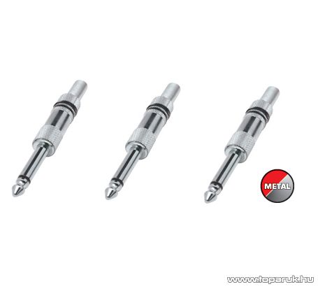 USE SK 2M fém JACK dugó törésgátlóval, mono, 6,3 mm, fekete, 3 db / csomag