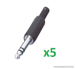 USE SK 3 JACK dugó, műanyag, törésgátlóval, sztereo, 6,3 mm, 5 db / csomag