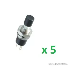   USE SP 02/BK Mini záró nyomógomb, 1 áramkör, 12 V, fekete, 5 db / csomag