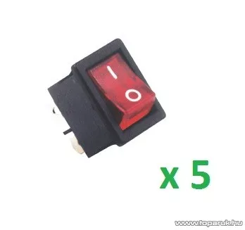 USE STV 05 Világítós billenőkapcsoló, 2 áramkör - 2 állás, 250 V, piros, 5 db / csomag