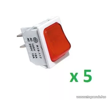 USE STV 101 Világítós billenőkapcsoló, 2 áramkör - 2 állás, 250 V, fehér-piros, 5 db / csomag
