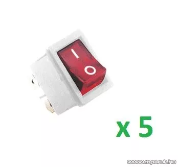 USE STV 105 Világítós billenőkapcsoló, 2 áramkör - 2 állás, 250 V, fehér-piros, 5 db / csomag