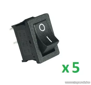 USE ST 1/BK Mini billenőkapcsoló, 1 áramkör - 2 állás, 250 V, fekete, 5 db / csomag