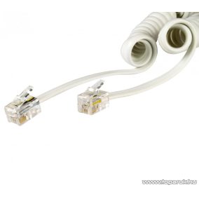   USE T 6-3/WH Telefoncsatlakozó spirál kábel, 4P4C, dugó-dugó, spirál, 3 m, fehér, 3 db / csomag