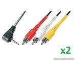   USE VC 20-2 Audio RCA kábel 4 pólusú 3,5 mm-es dugó - 3 x RCA dugó, 2 m, 2 db / csomag