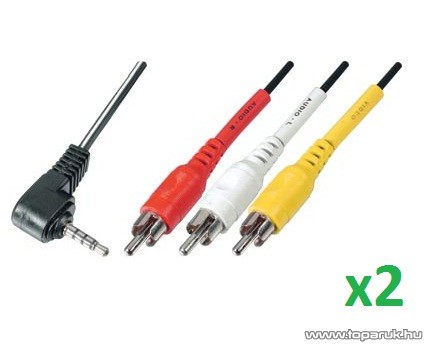 USE VC 20-2 Audio RCA kábel 4 pólusú 3,5 mm-es dugó - 3 x RCA dugó, 2 m, 2 db / csomag