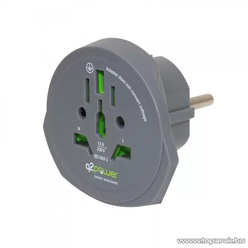 q2power 1.100100-TH Utazó adapter, World to Europe