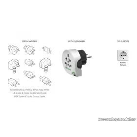 q2power 1.100100-TH Utazó adapter, World to Europe