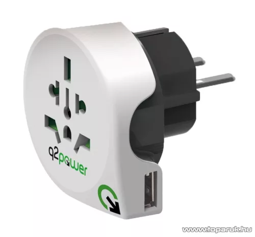 q2power 1.100110 Utazó adapter, World to Europe USB csatlakozóval