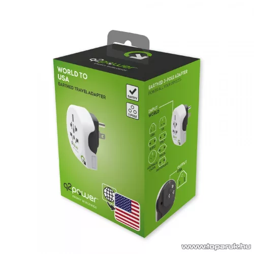 q2power 1.100140 Utazó adapter, World to USA